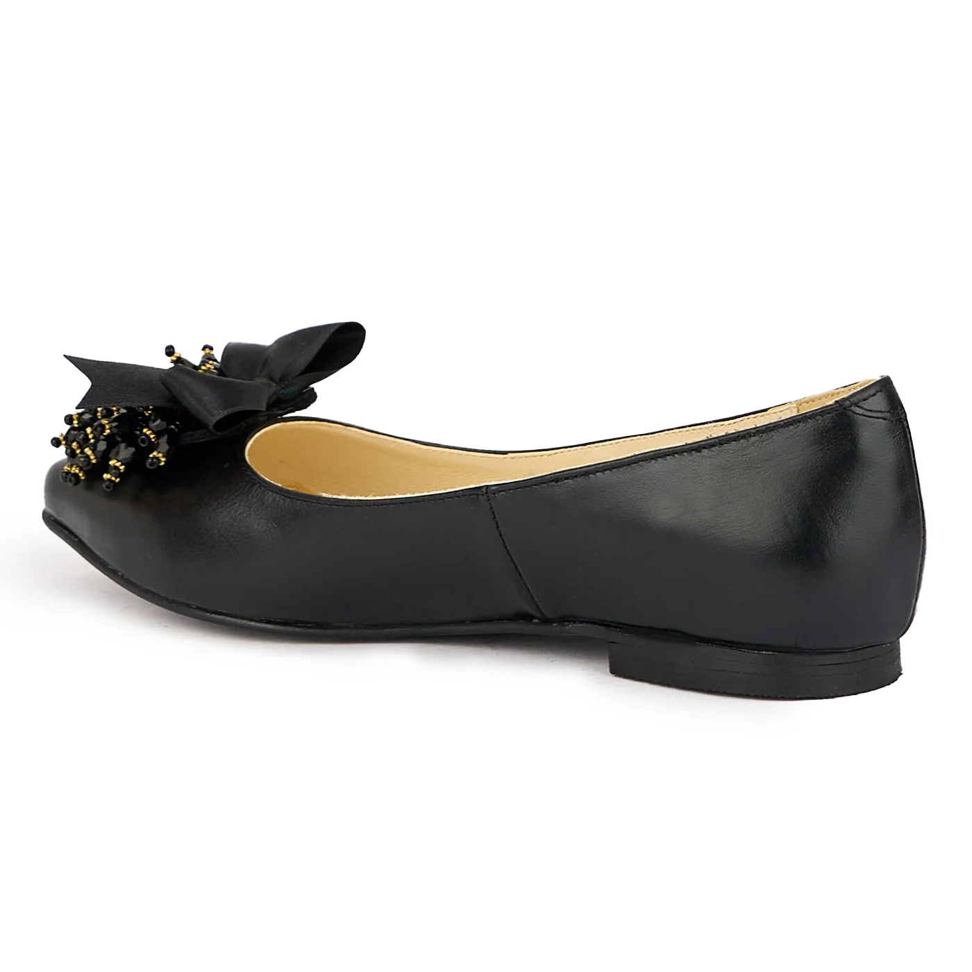 Balerini dama din piele naturala neagra cu accesoriu 16358 - Image 2