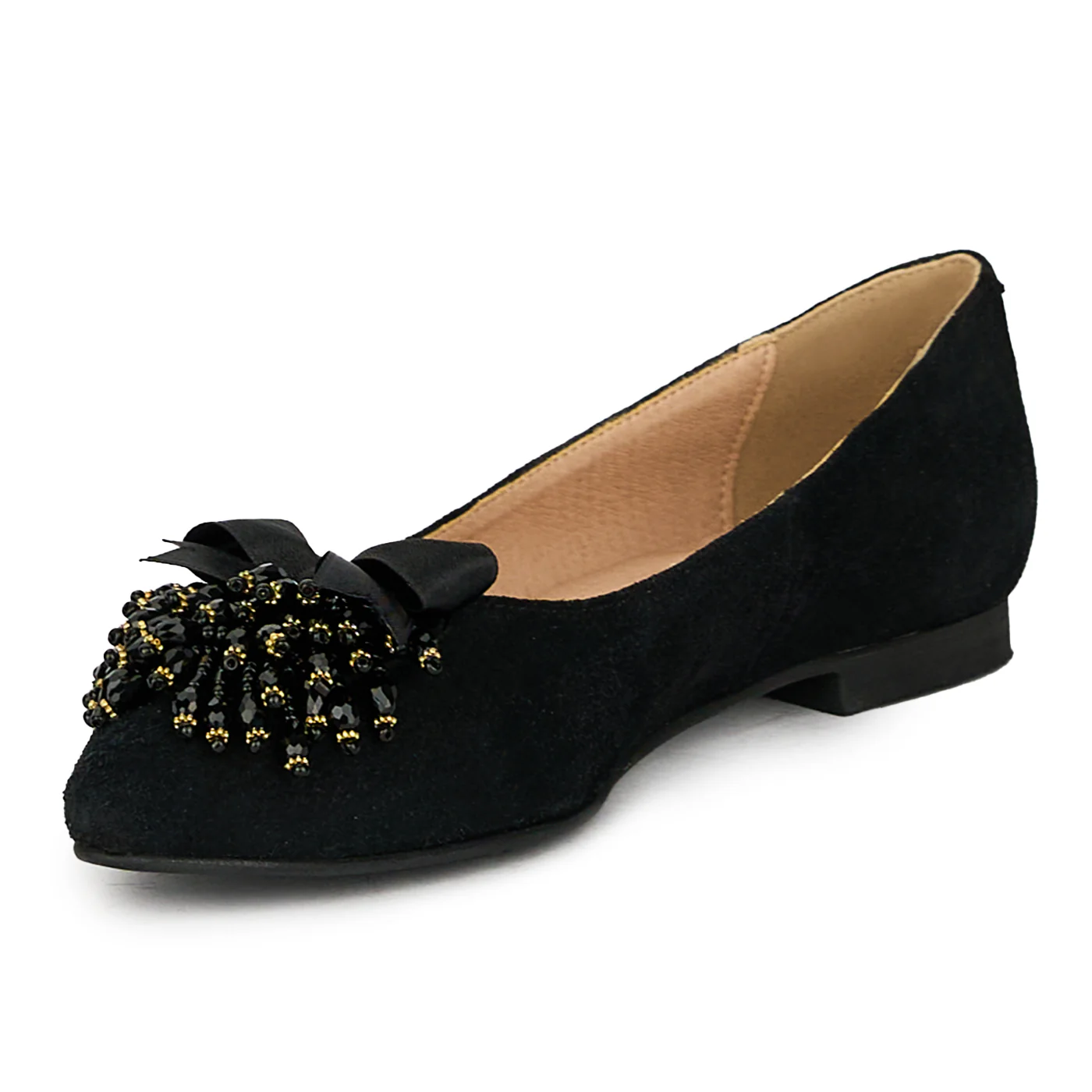 Balerini dama din piele naturala neagra cu accesoriu 17591 - Image 3