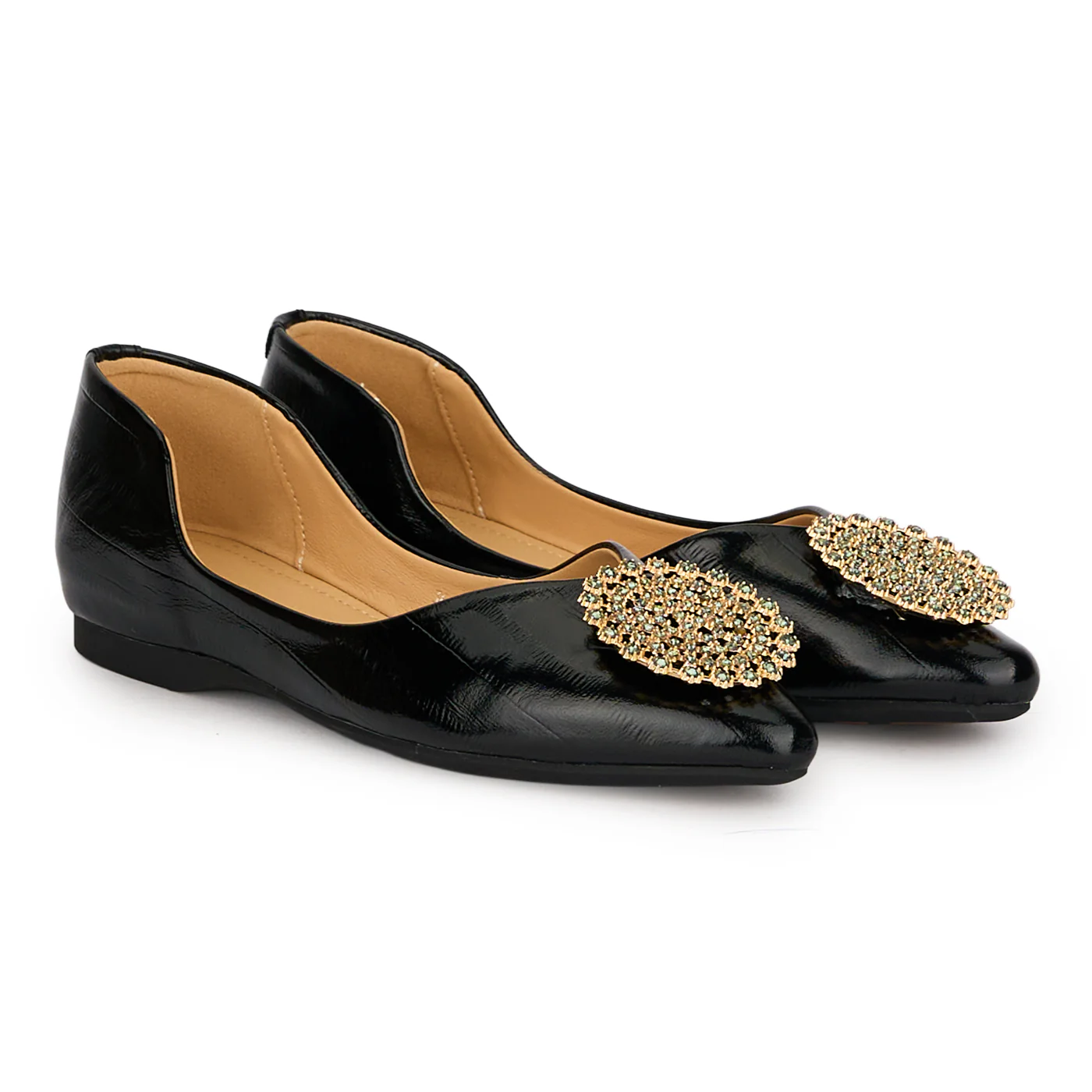 Balerini dama din piele naturala neagra cu accesoriu 18763 - Image 4