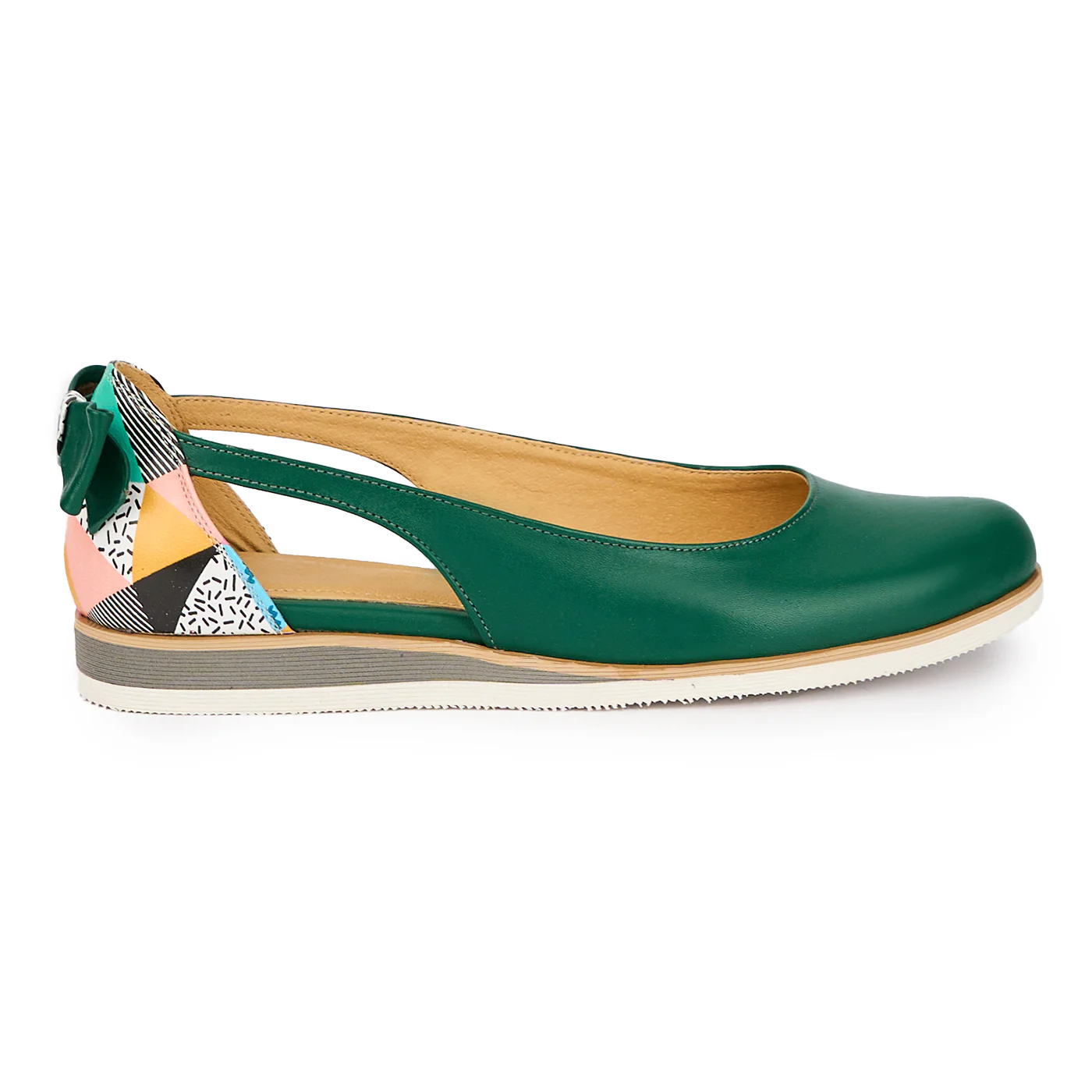 Balerini dama din piele naturala verde 15498