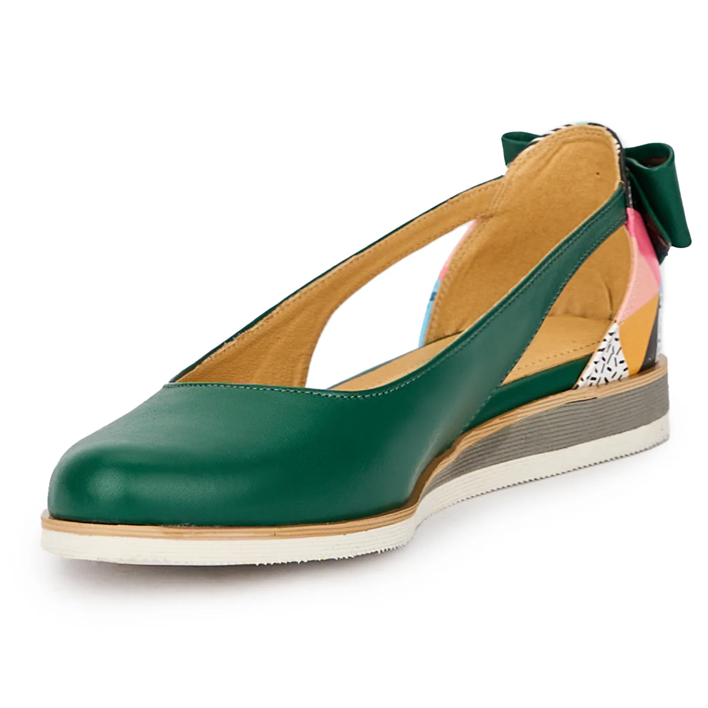 Balerini dama din piele naturala verde 15498 - Image 3
