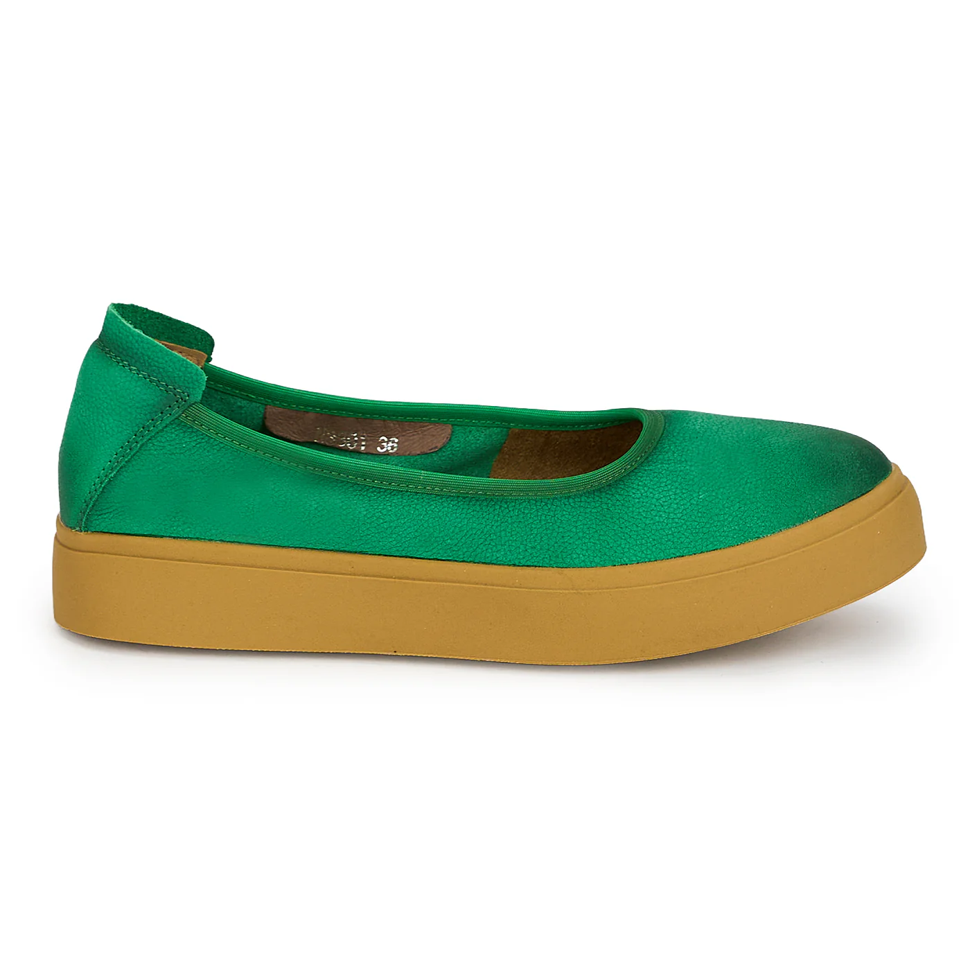 Balerini dama din piele naturala verde 19237