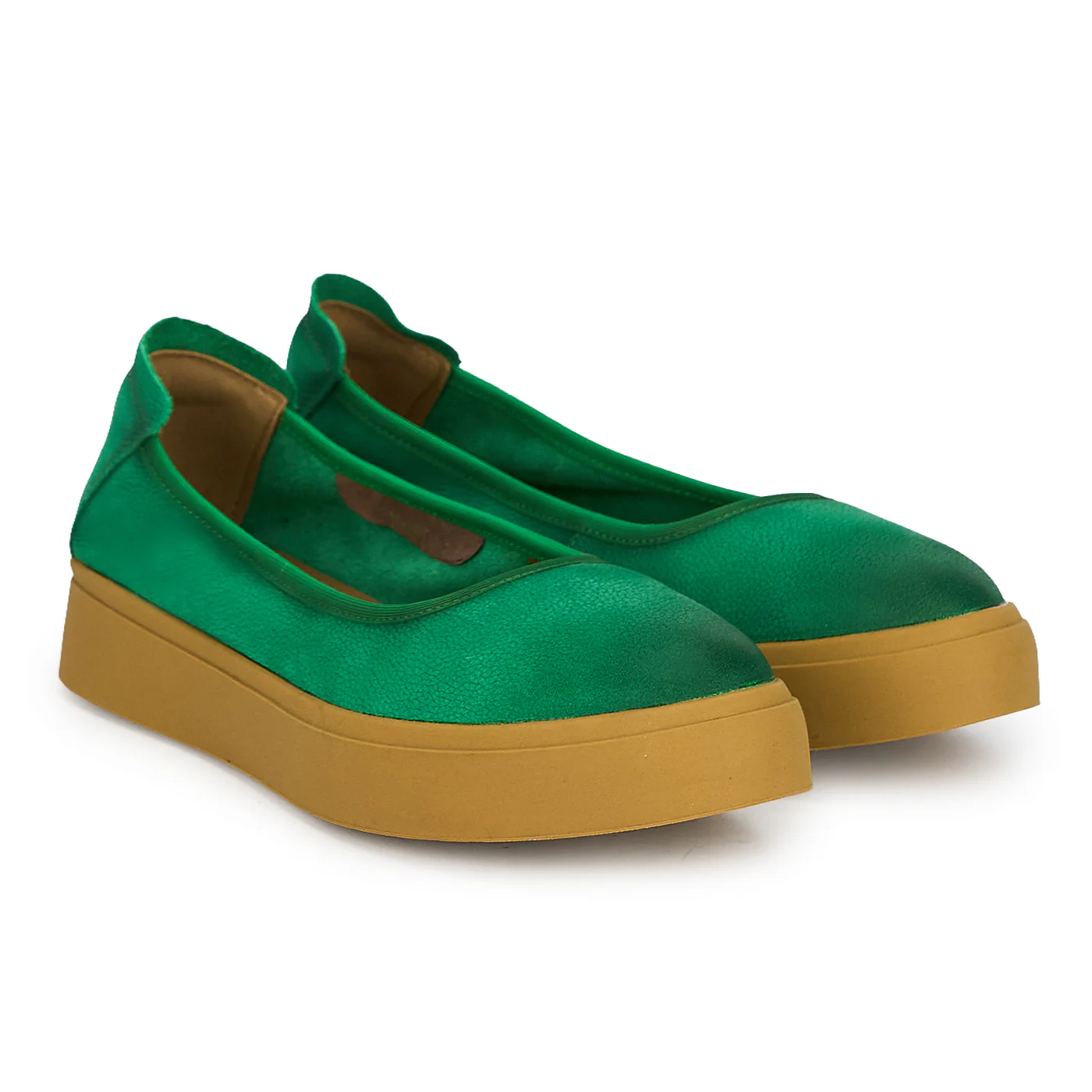 Balerini dama din piele naturala verde 19237 - Image 4