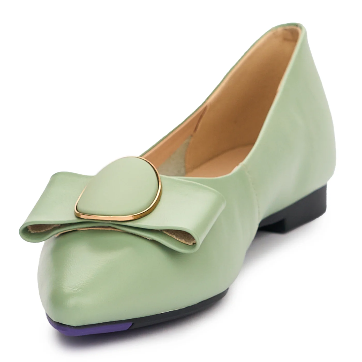 Balerini eleganti dama din piele naturala verde 13100 - Image 3