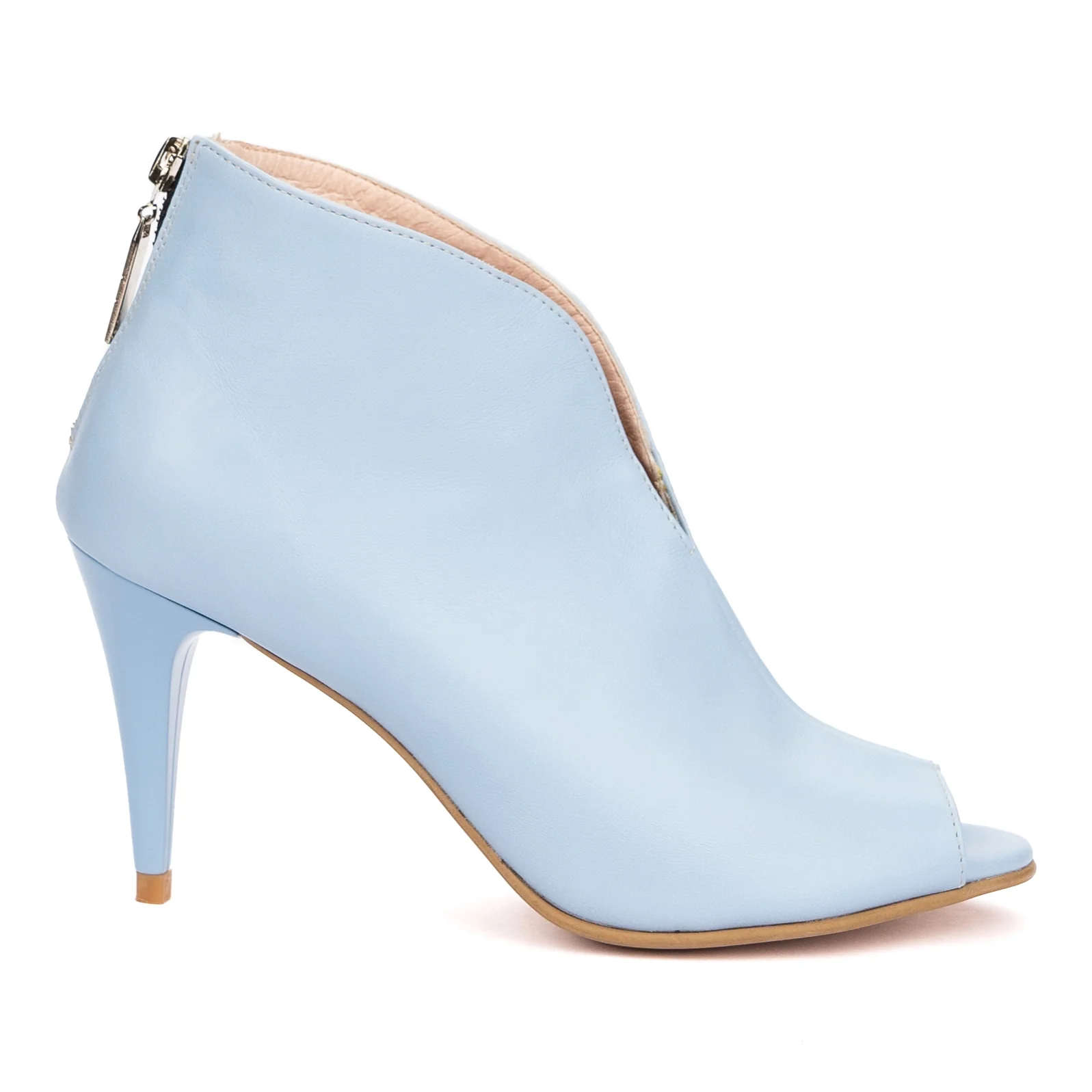 Botine Albastre Piele Naturala cu Toc 8624