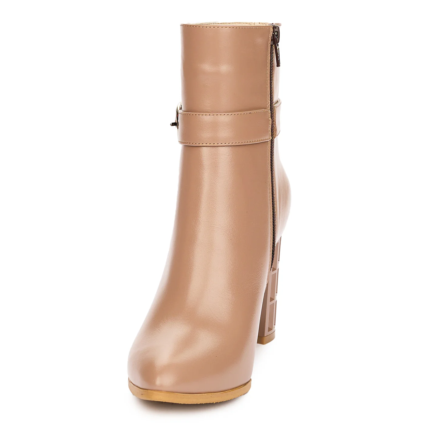 Botine Bej Piele Toc 7 Cm 12218 - Image 3