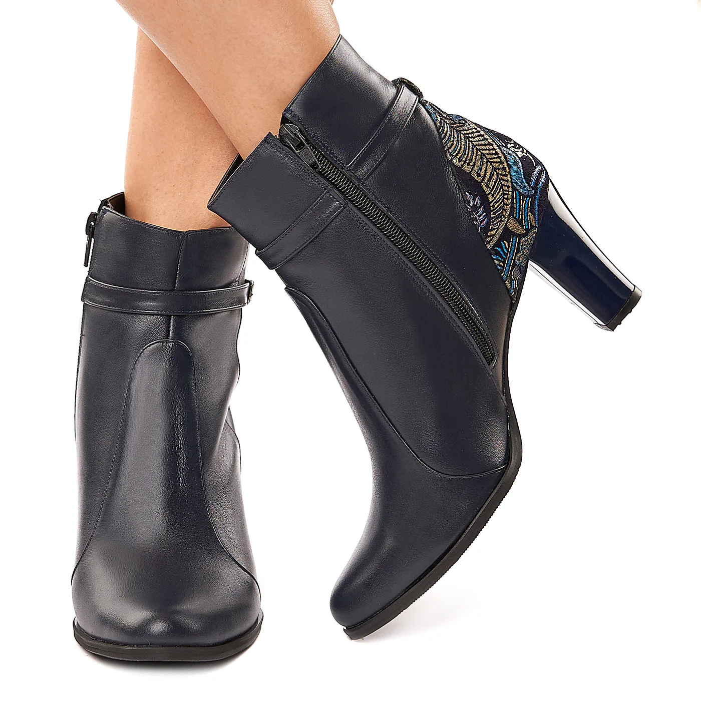 Botine bleumarin din piele naturala 6114 - Image 3