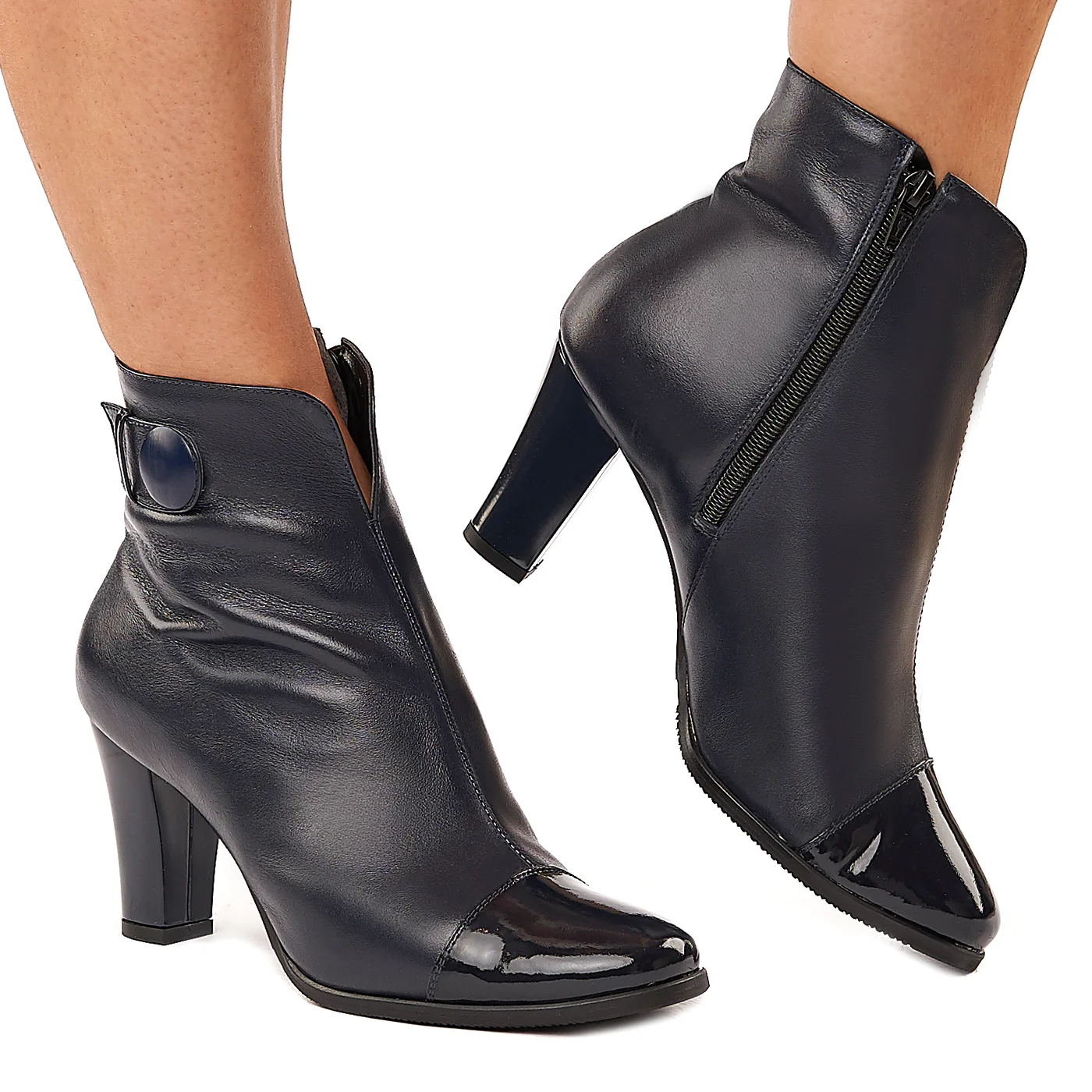 Botine bleumarin din piele naturala 6019 - Image 3