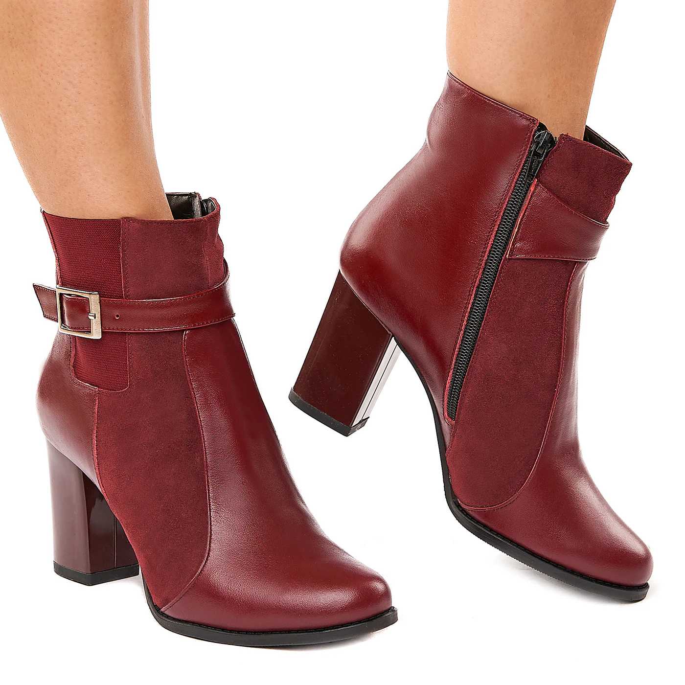 Botine Bordo Dama Toc 7 Cm din Piele Naturala 6140 - Image 2