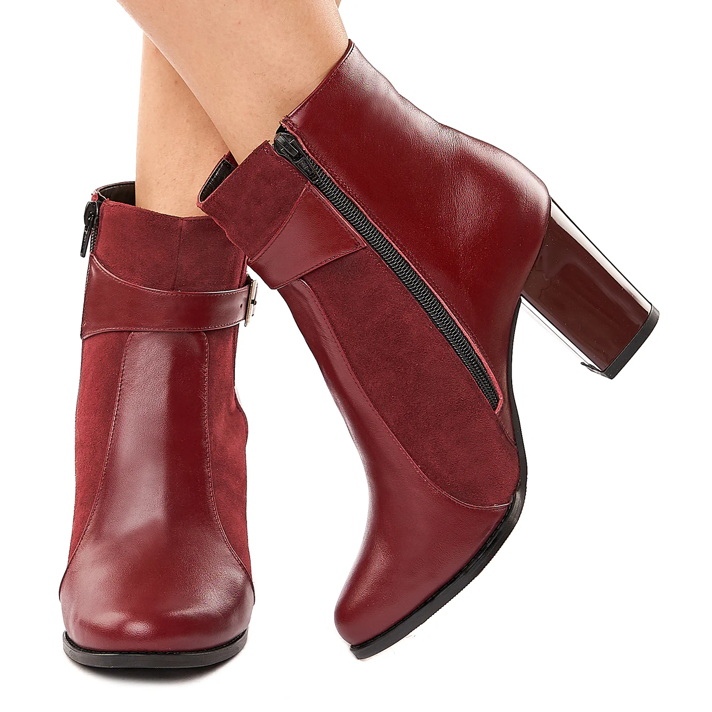 Botine Bordo Dama Toc 7 Cm din Piele Naturala 6140 - Image 3