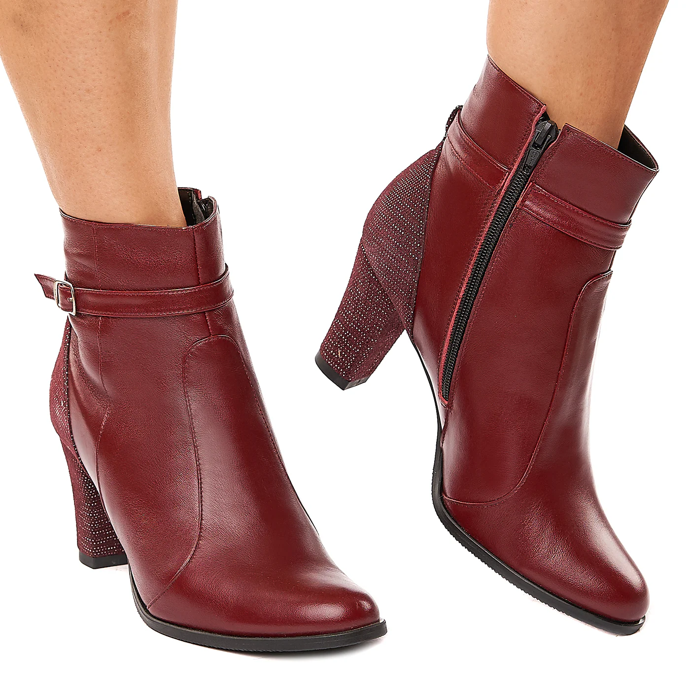 Botine Bordo Piele Toc 8 Cm 6137 - Image 2