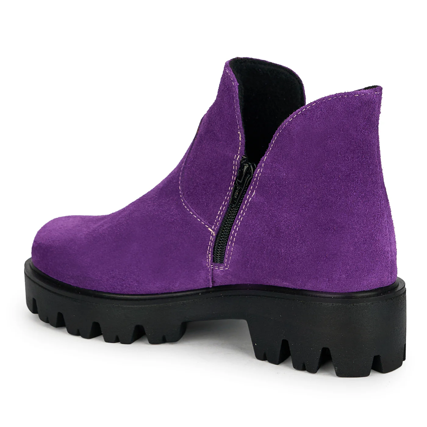 Ghete casual dama din piele naturala mov 19072 - Image 2