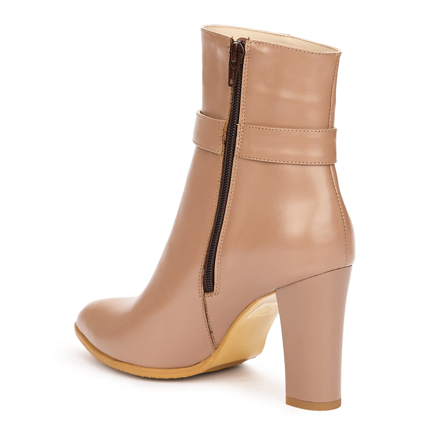 Botine cu Toc Bej din Piele Naturala 12216 - Image 2