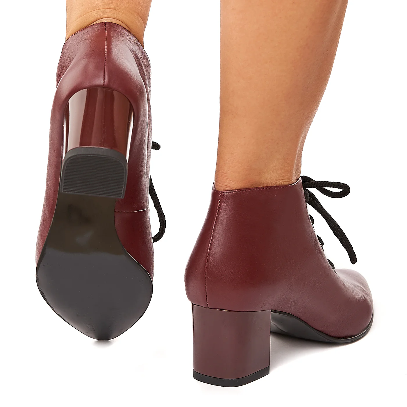 Botine cu Toc Gros Inalt 6 Cm din Piele Naturala 6104 - Image 4