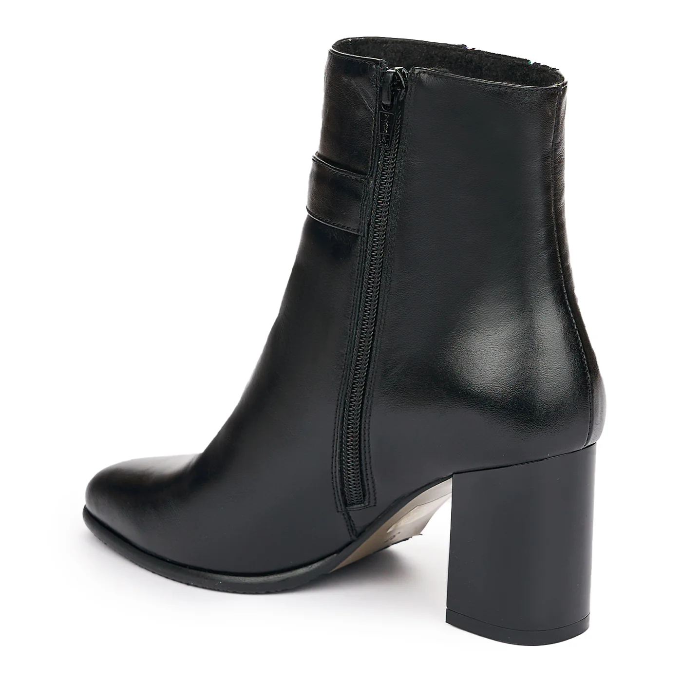 Botine cu Toc Gros Negre din Piele Naturala 12067 - Image 2