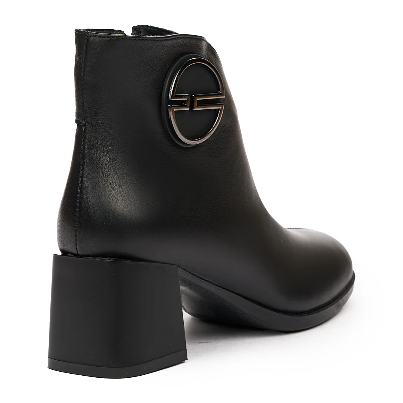 Botine cu Toc Gros Piele Naturala Neagra 6610 - Image 2
