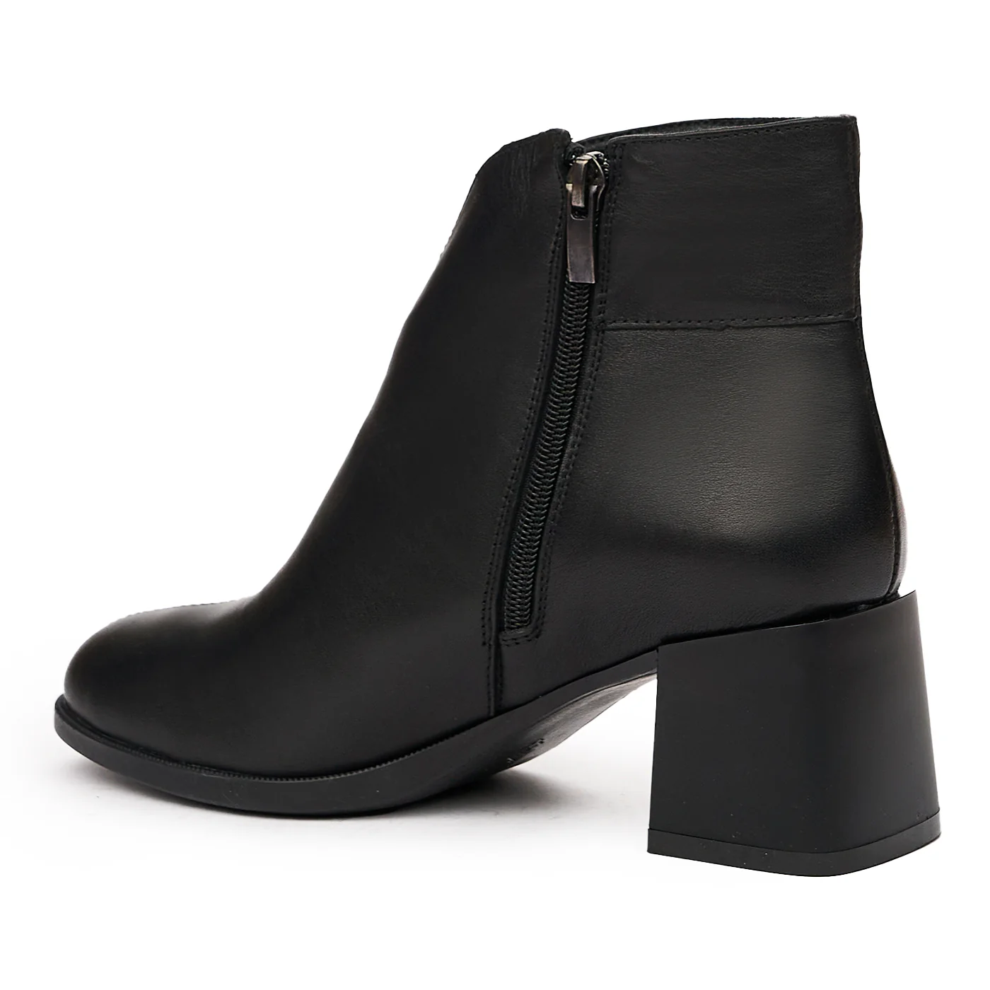 Botine cu Toc Gros Piele Naturala Neagra 6610 - Image 3