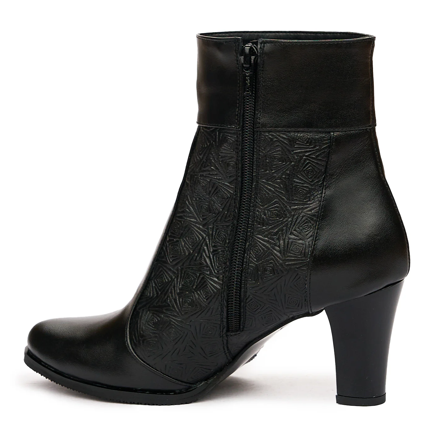 Botine cu Toc Piele Naturala Neagra 6711 - Image 3