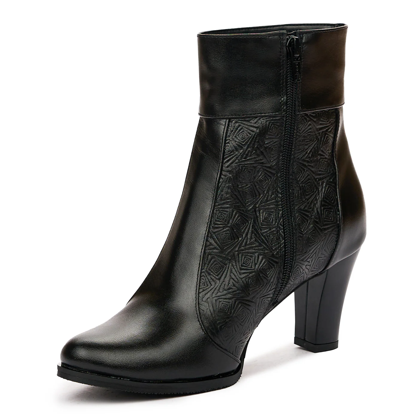 Botine cu Toc Piele Naturala Neagra 6711 - Image 4