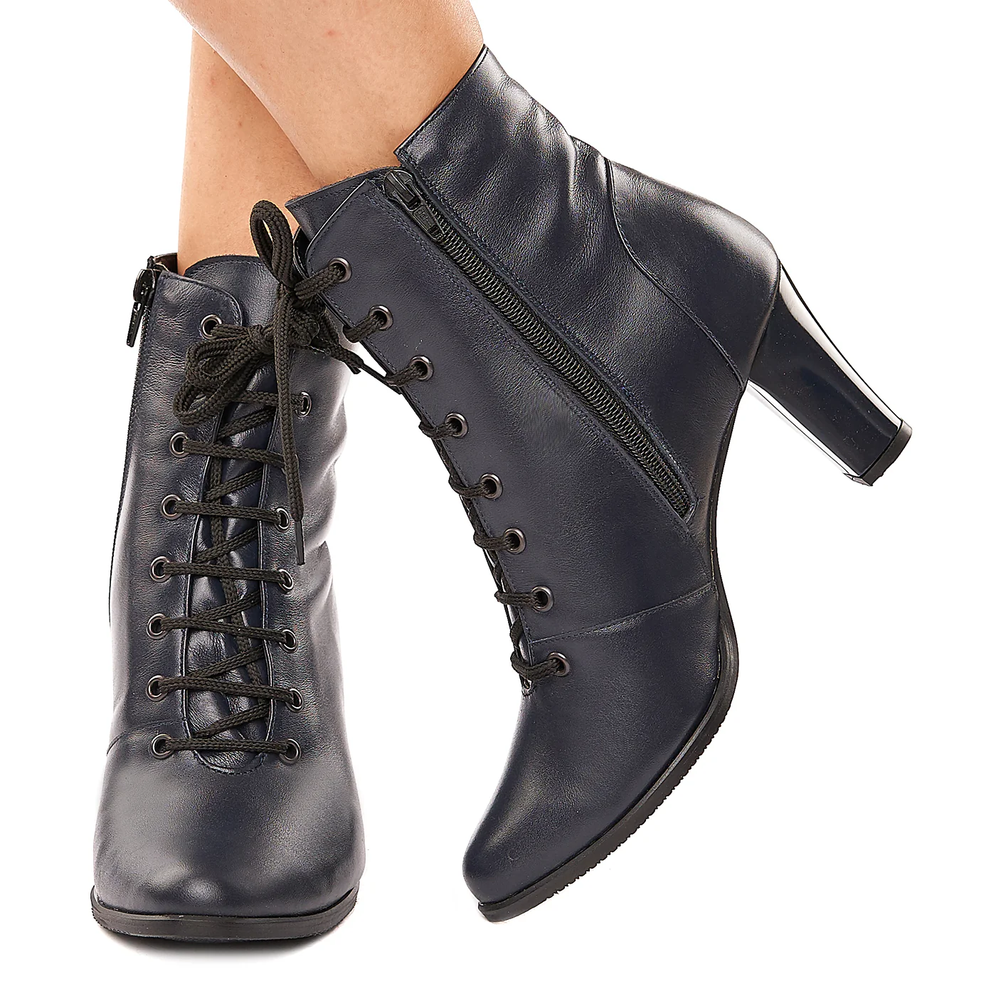 Botine dama bleumarin din piele naturala 6125 - Image 3