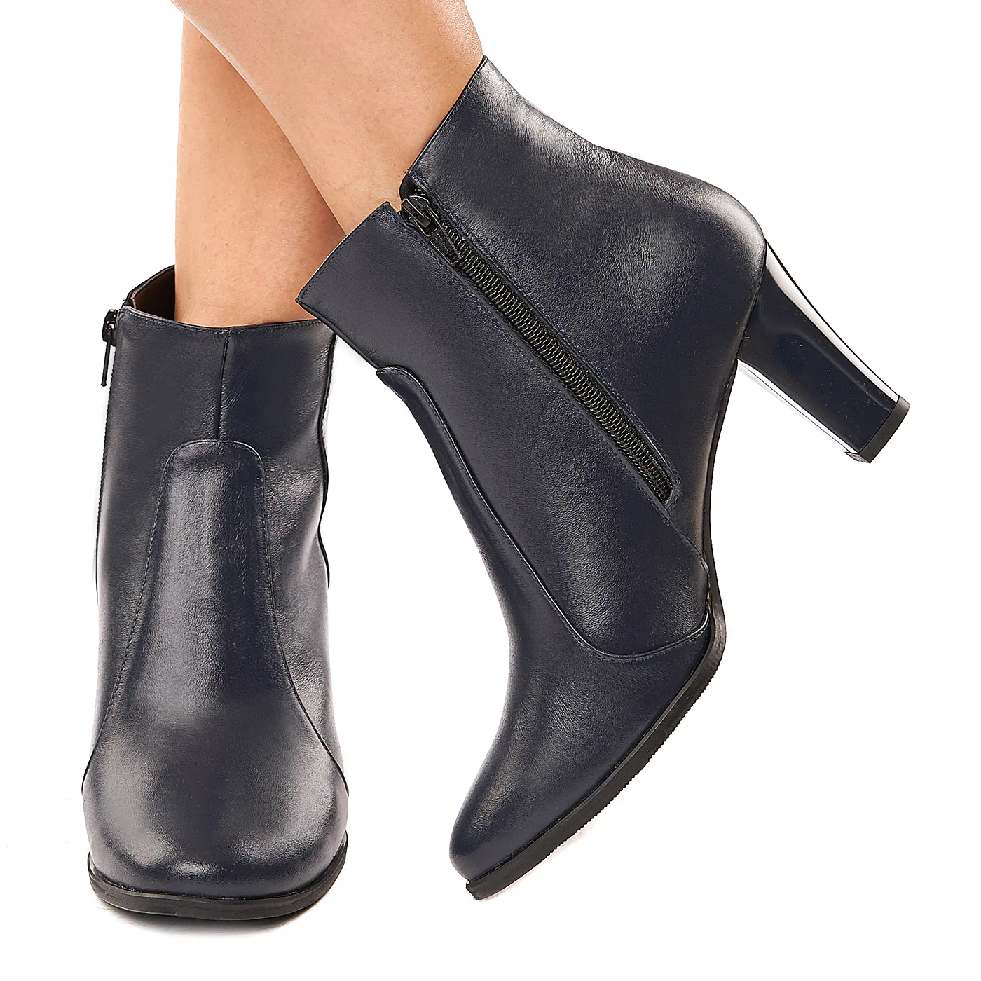 Botine dama bleumarin din piele naturala 6142 - Image 3