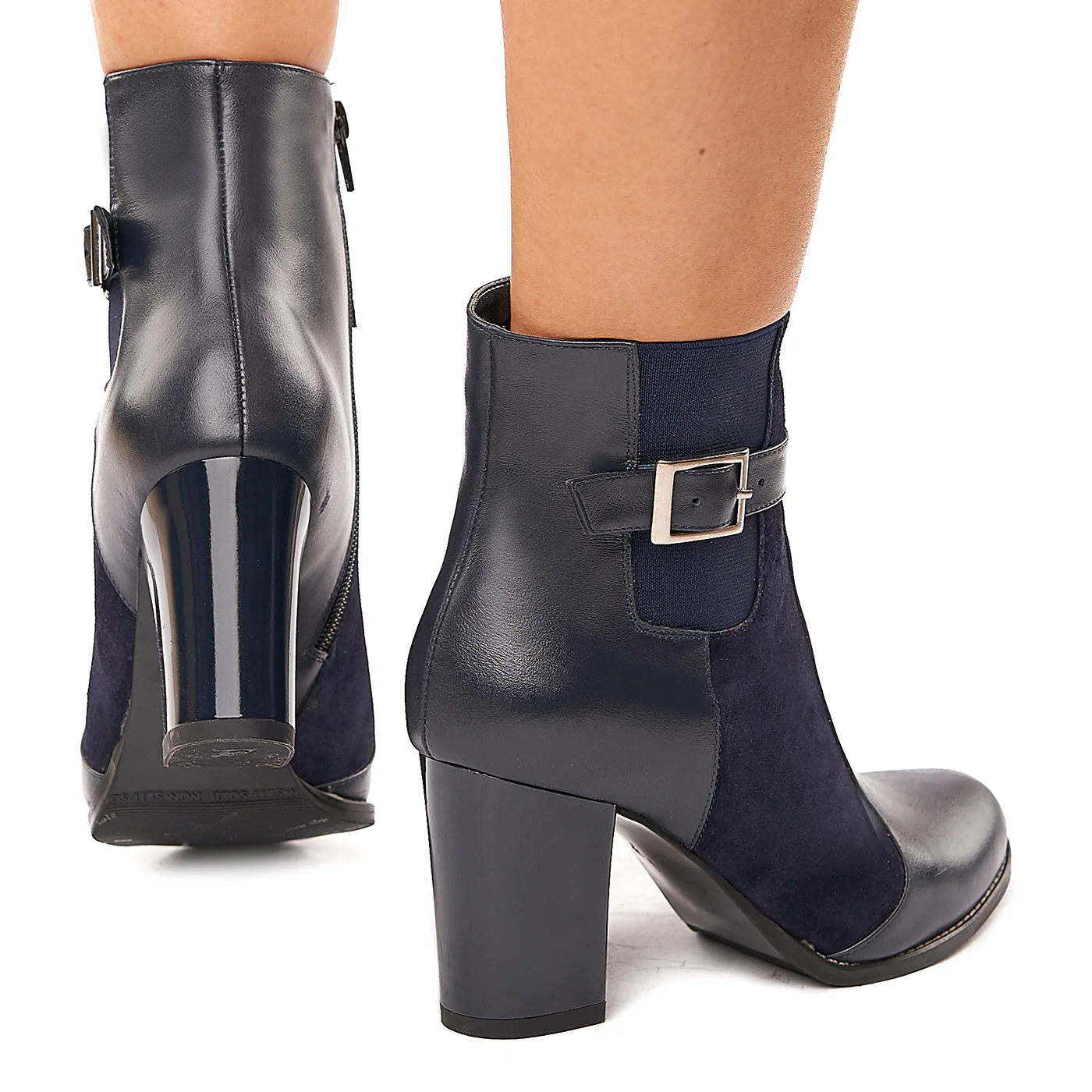 Botine dama bleumarin din piele naturala 6143 - Image 4