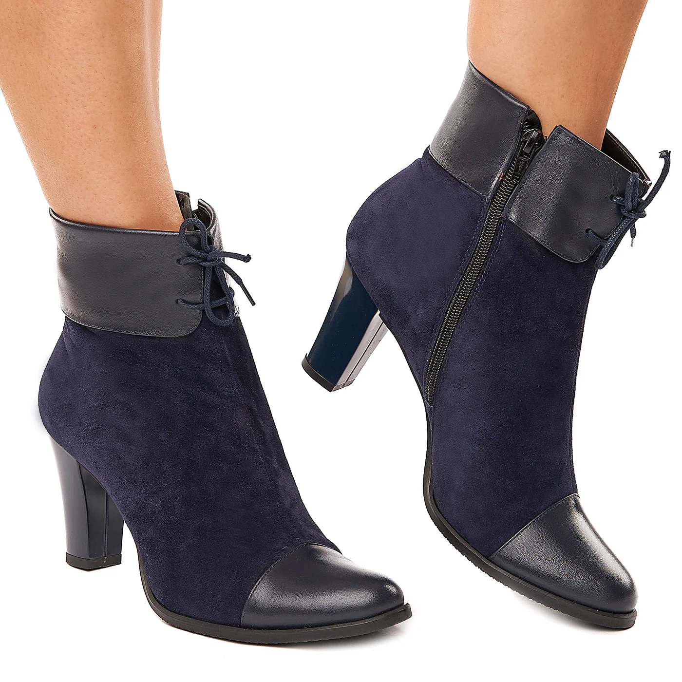 Botine Dama Bleumarin Toc 8 Cm din Piele Naturala 6119 - Image 2