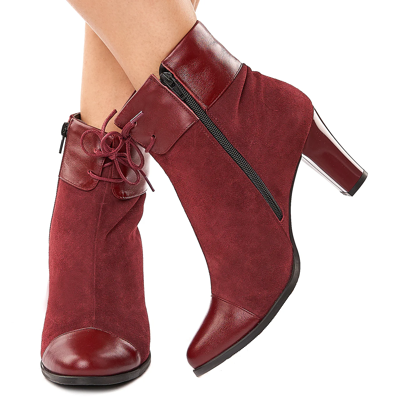 Botine Dama Bordo Toc 7 Cm din Piele Naturala 6139 - Image 3