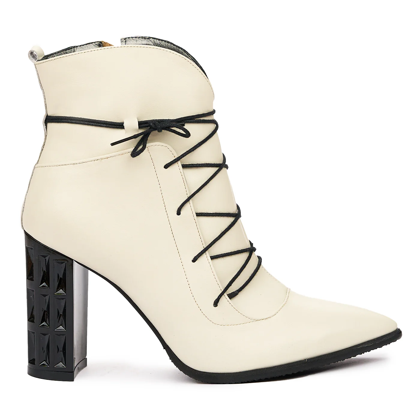 Botine dama crem din piele naturala 6598
