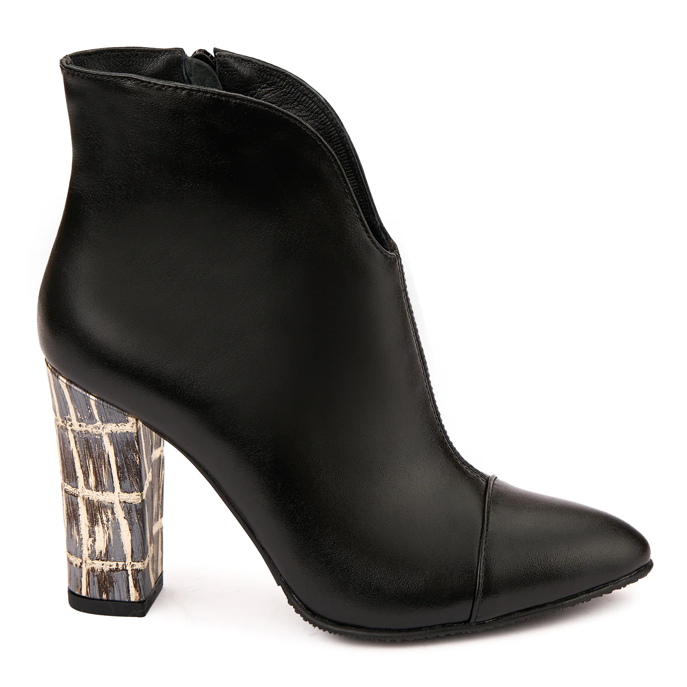 Botine Dama cu Toc Piele Naturala Neagra 6343