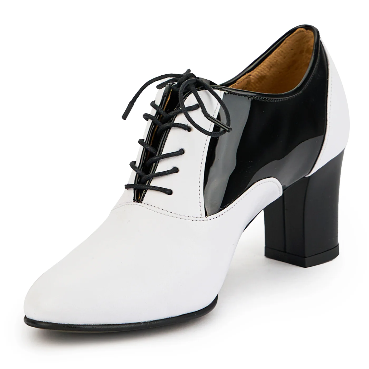 Botine dama din piele naturala alba cu toc gros 6.5 cm 14858 - Image 3