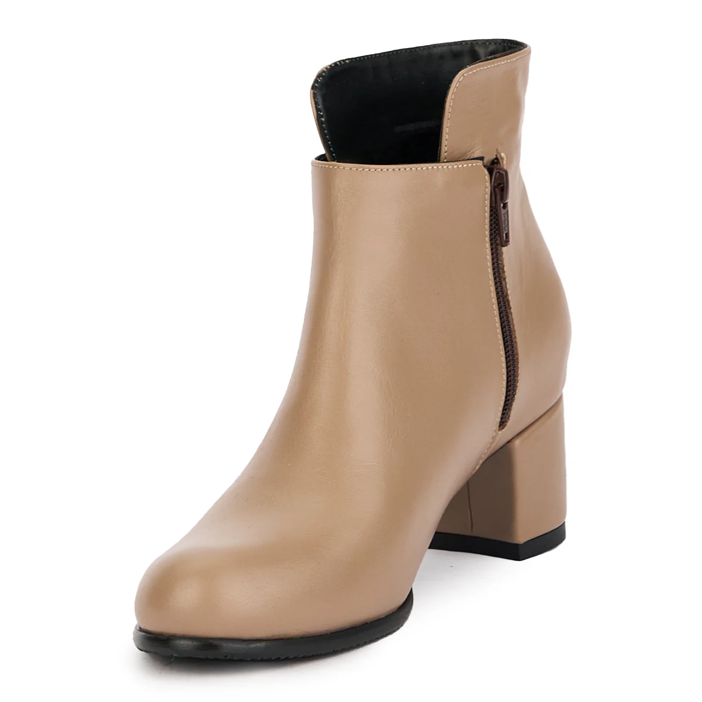 Botine dama din piele naturala bej cu toc gros 6 cm 17264 - Image 3