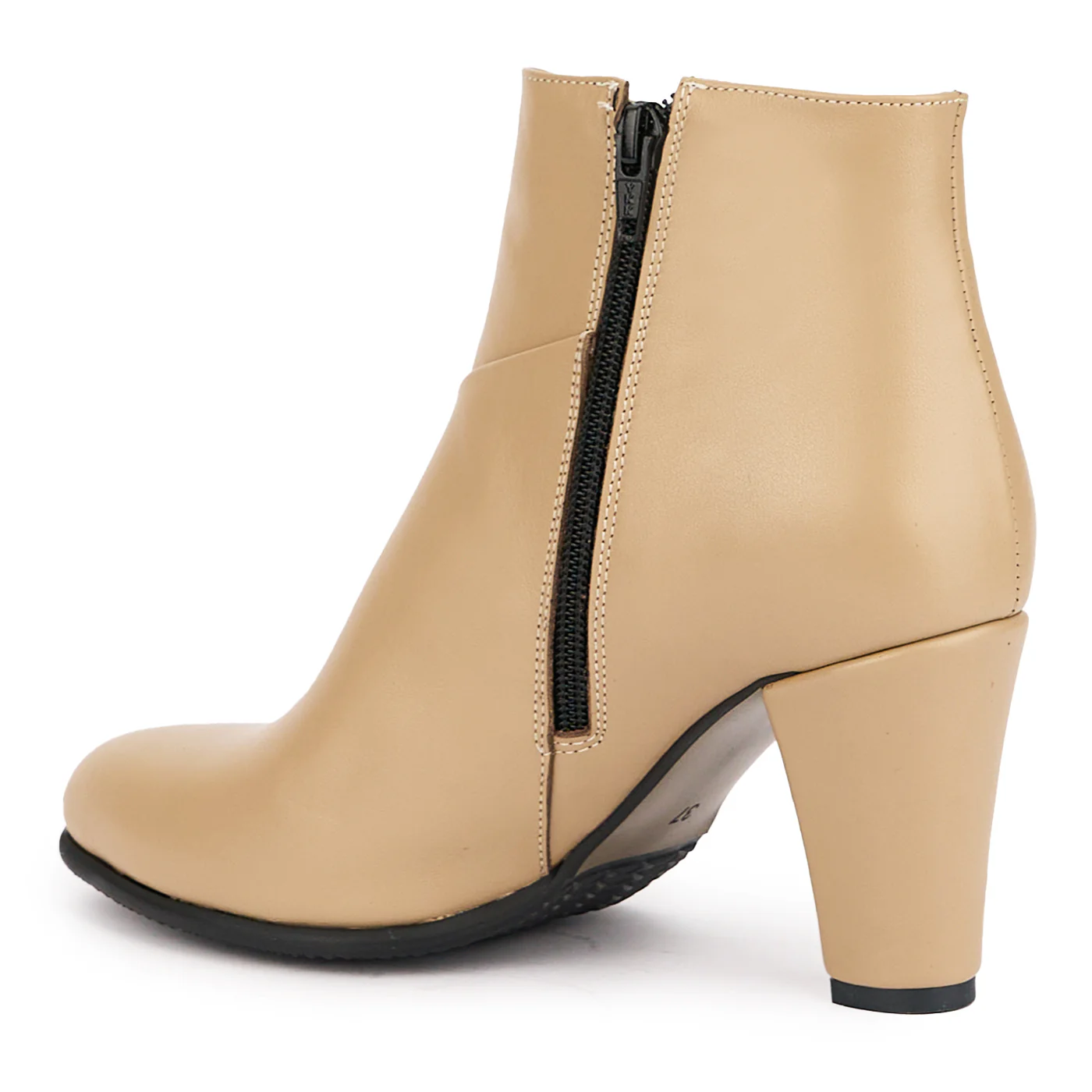Botine dama din piele naturala bej cu toc gros 8 cm 16951 - Image 2