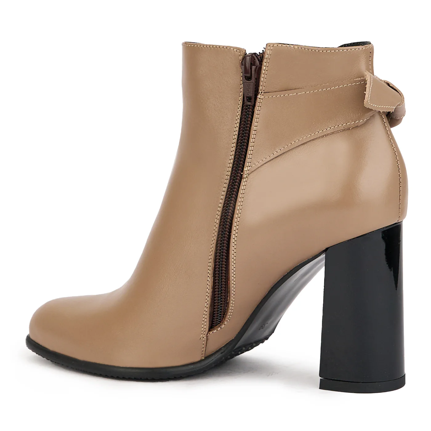 Botine dama din piele naturala bej cu toc gros 9.5 cm 17260 - Image 2