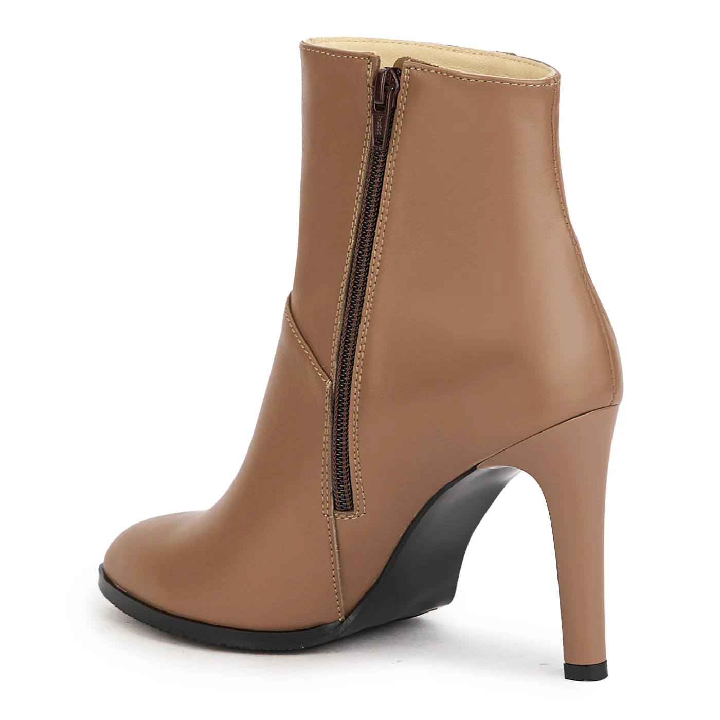 Botine dama din piele naturala bej cu toc subtire 9.5 cm 17267 - Image 2