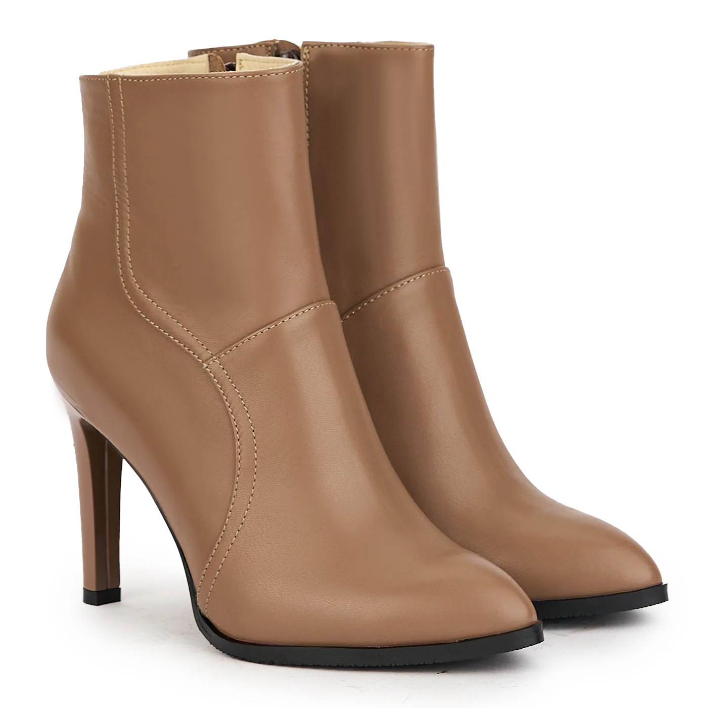 Botine dama din piele naturala bej cu toc subtire 9.5 cm 17267 - Image 4