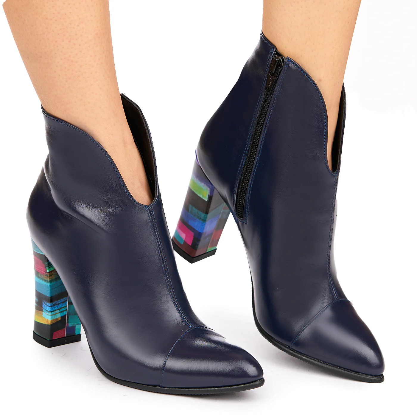 Botine dama din piele naturala bleumarin 6352 - Image 2