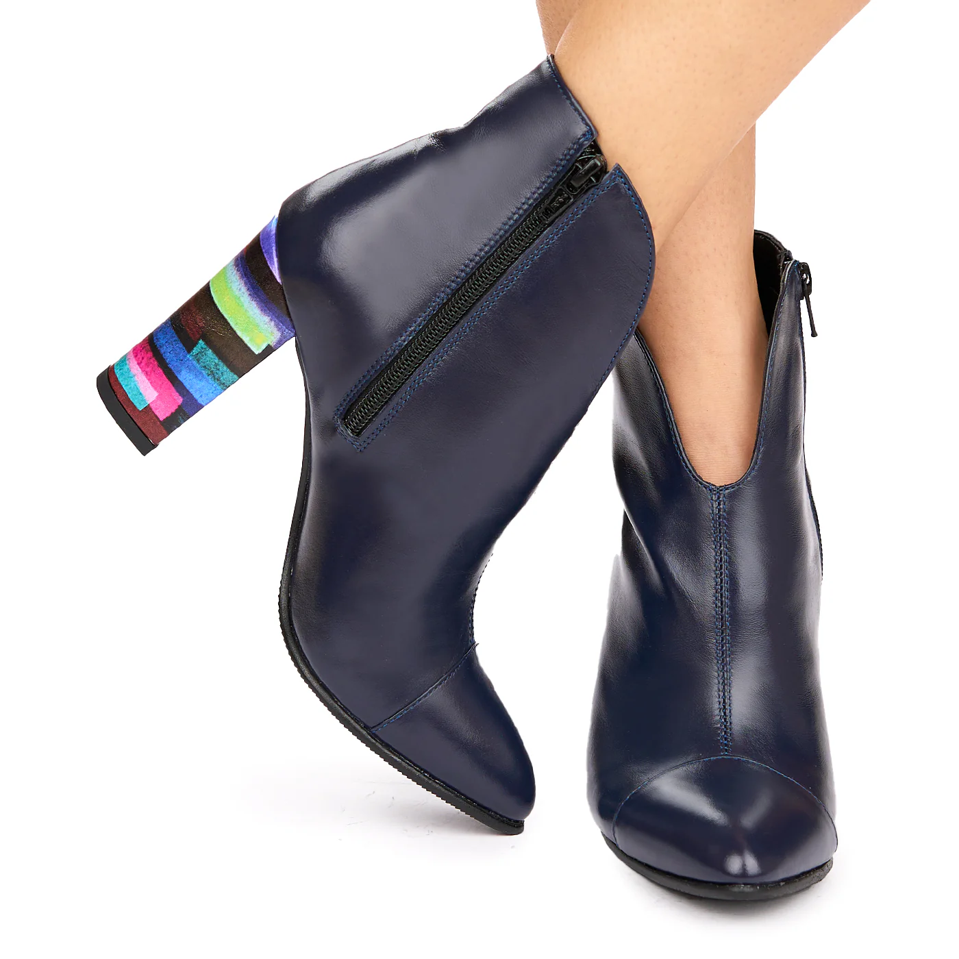 Botine dama din piele naturala bleumarin 6352 - Image 3