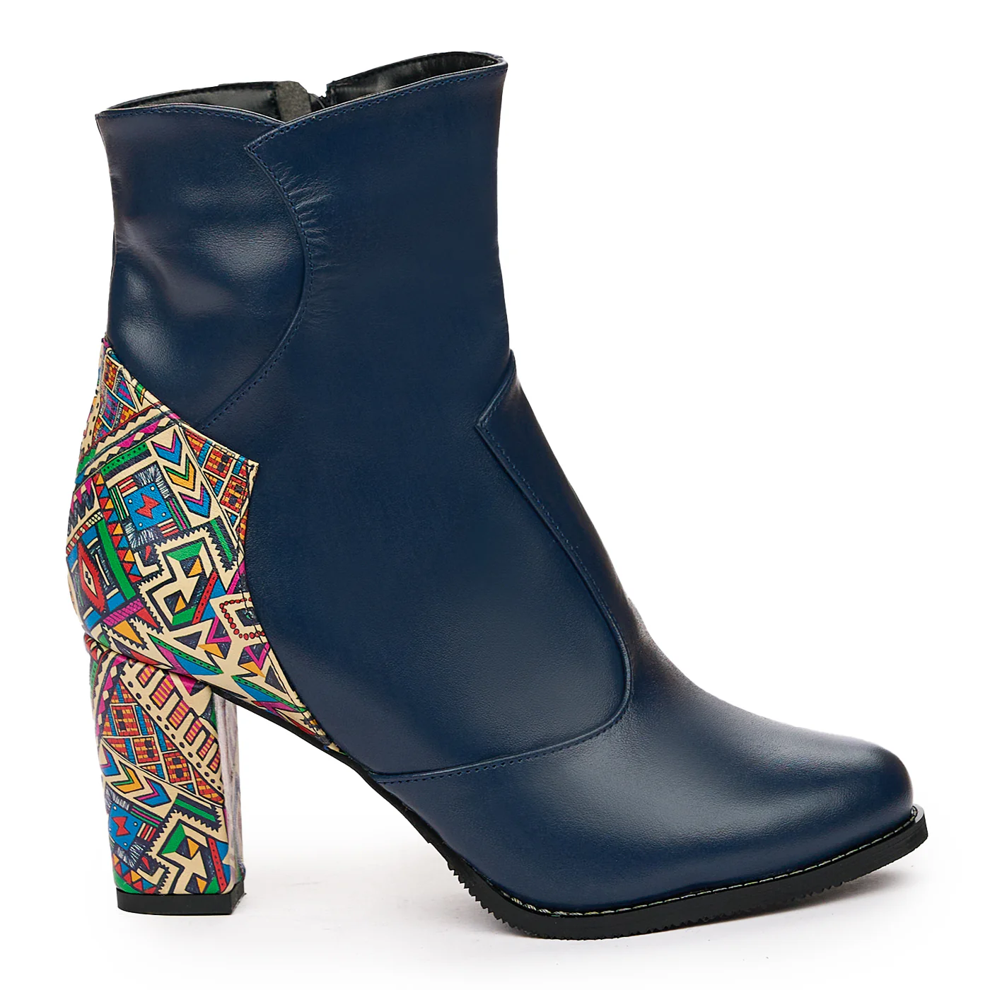 Botine dama din piele naturala bleumarin 6704