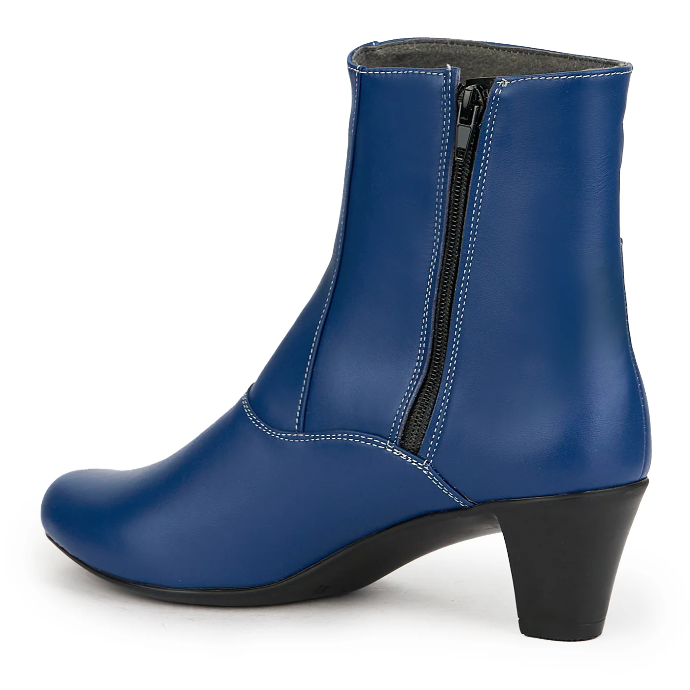 Botine dama din piele naturala bleumarin cu toc 6 cm 15081 - Image 2