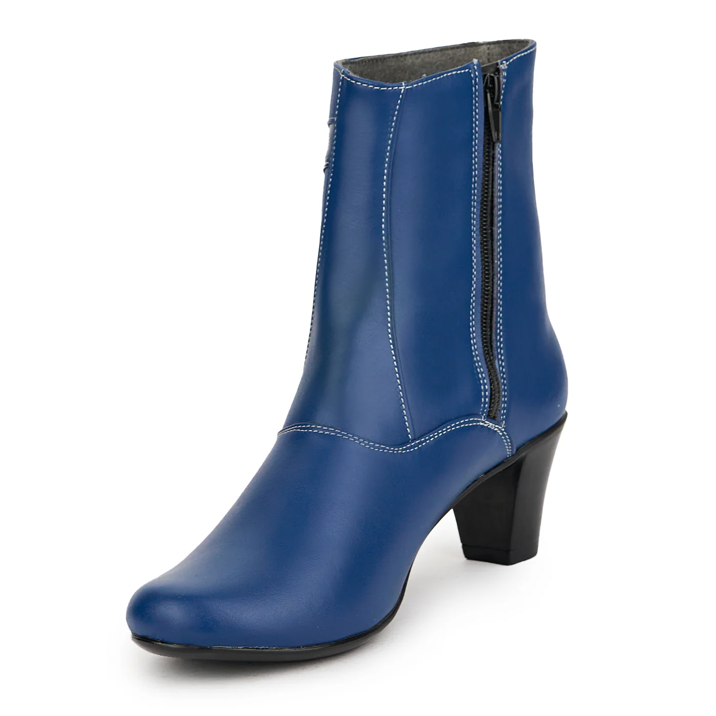 Botine dama din piele naturala bleumarin cu toc 6 cm 15081 - Image 3