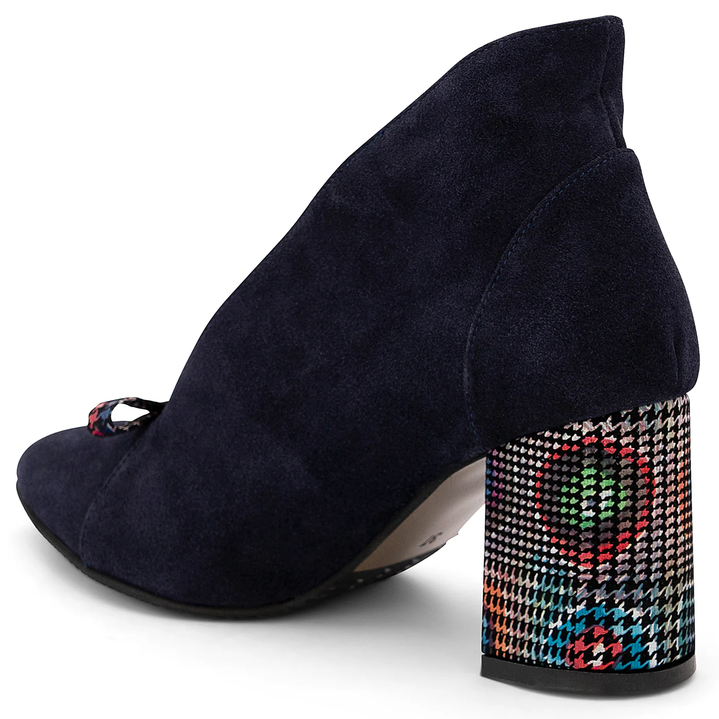 Botine dama din piele naturala bleumarin cu toc de 8 cm 14168 - Image 2