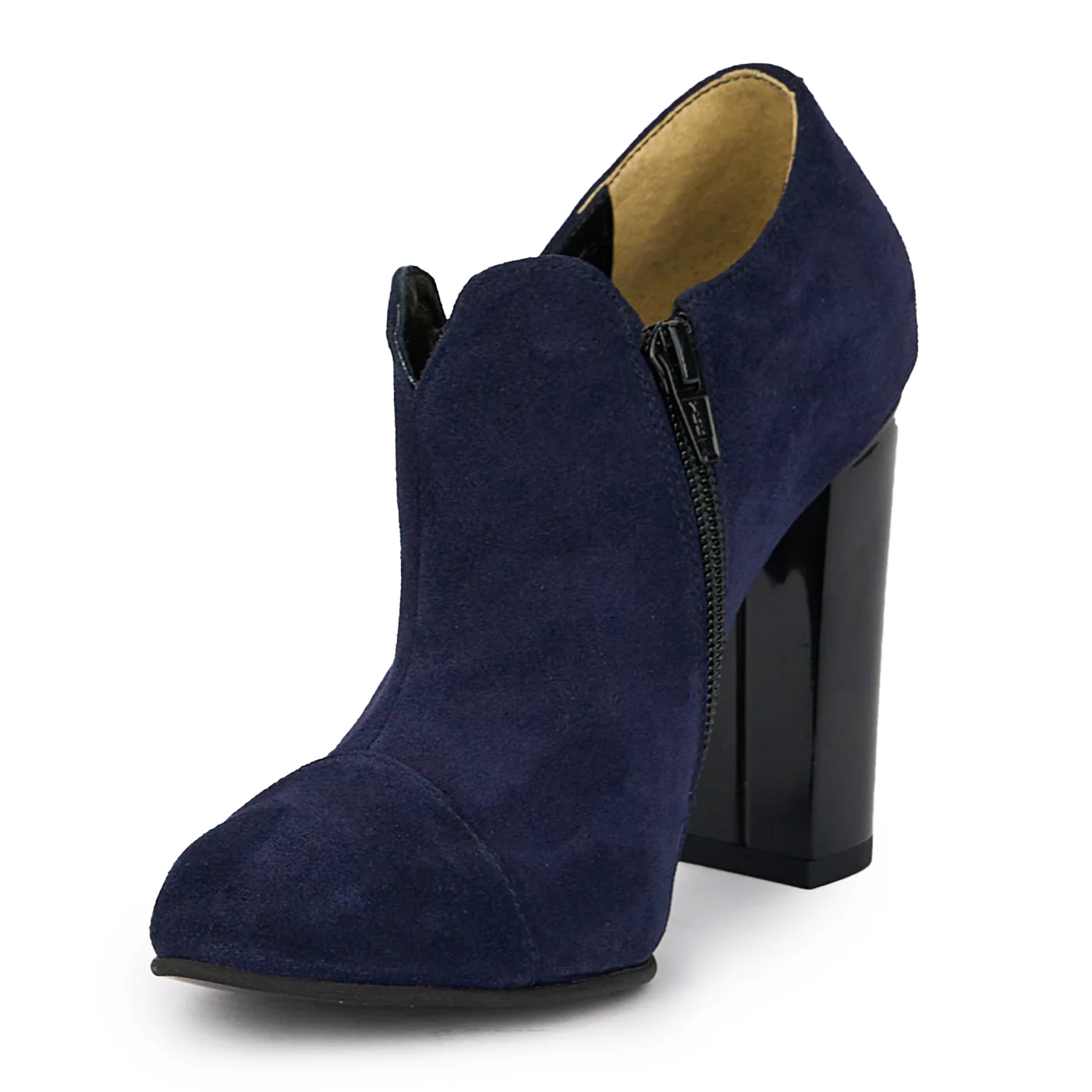 Botine dama din piele naturala bleumarin cu toc gros 10 cm 15429 - Image 3