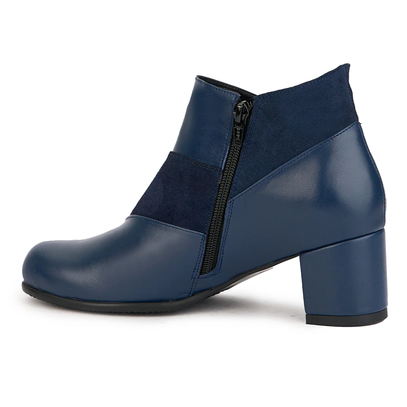 Botine dama din piele naturala bleumarin cu toc gros 5.5 cm 17263 - Image 2
