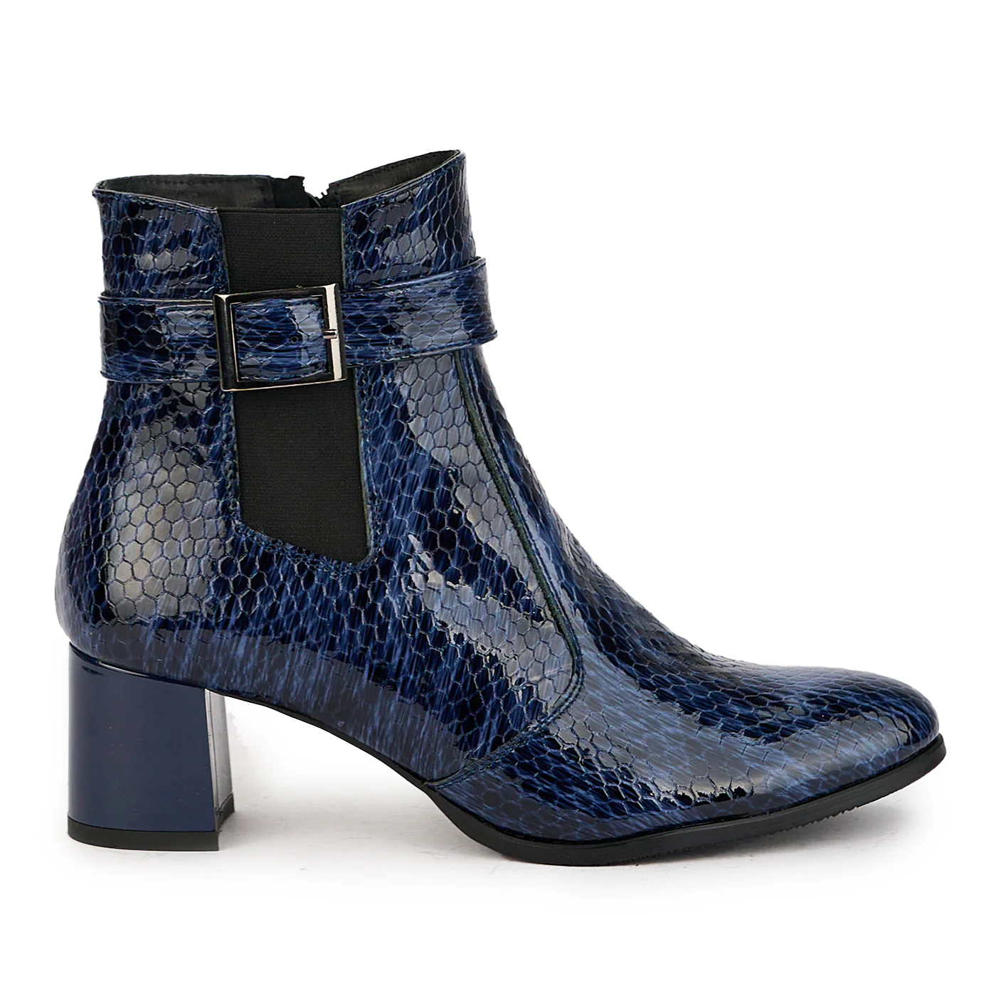 Botine dama din piele naturala bleumarin cu toc gros 5.5 cm 17330
