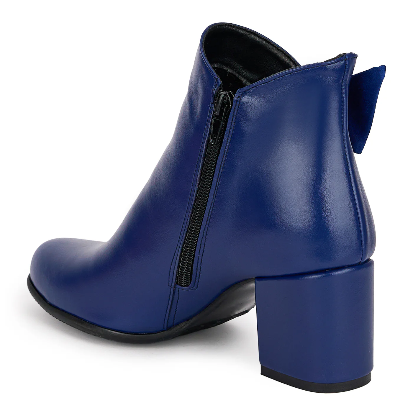 Botine dama din piele naturala bleumarin cu toc gros 6.5 cm 18850 - Image 2