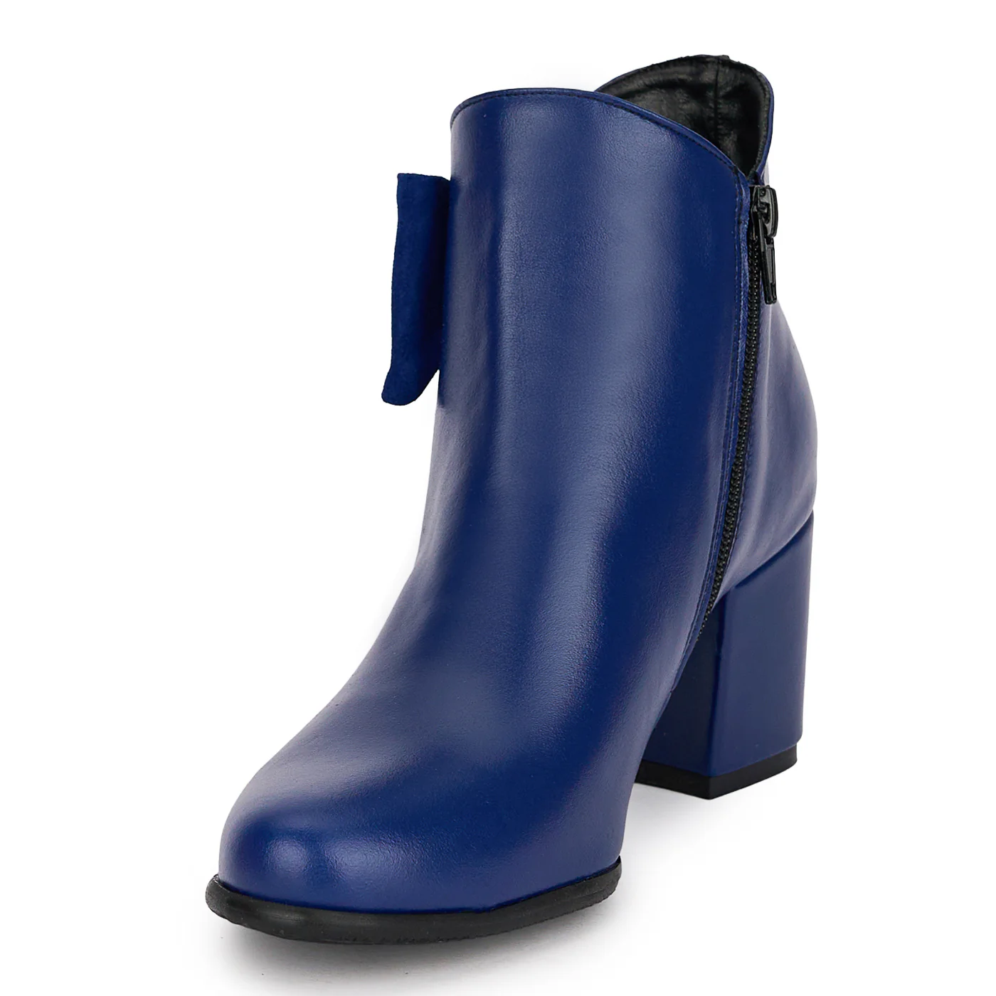 Botine dama din piele naturala bleumarin cu toc gros 6.5 cm 18850 - Image 3