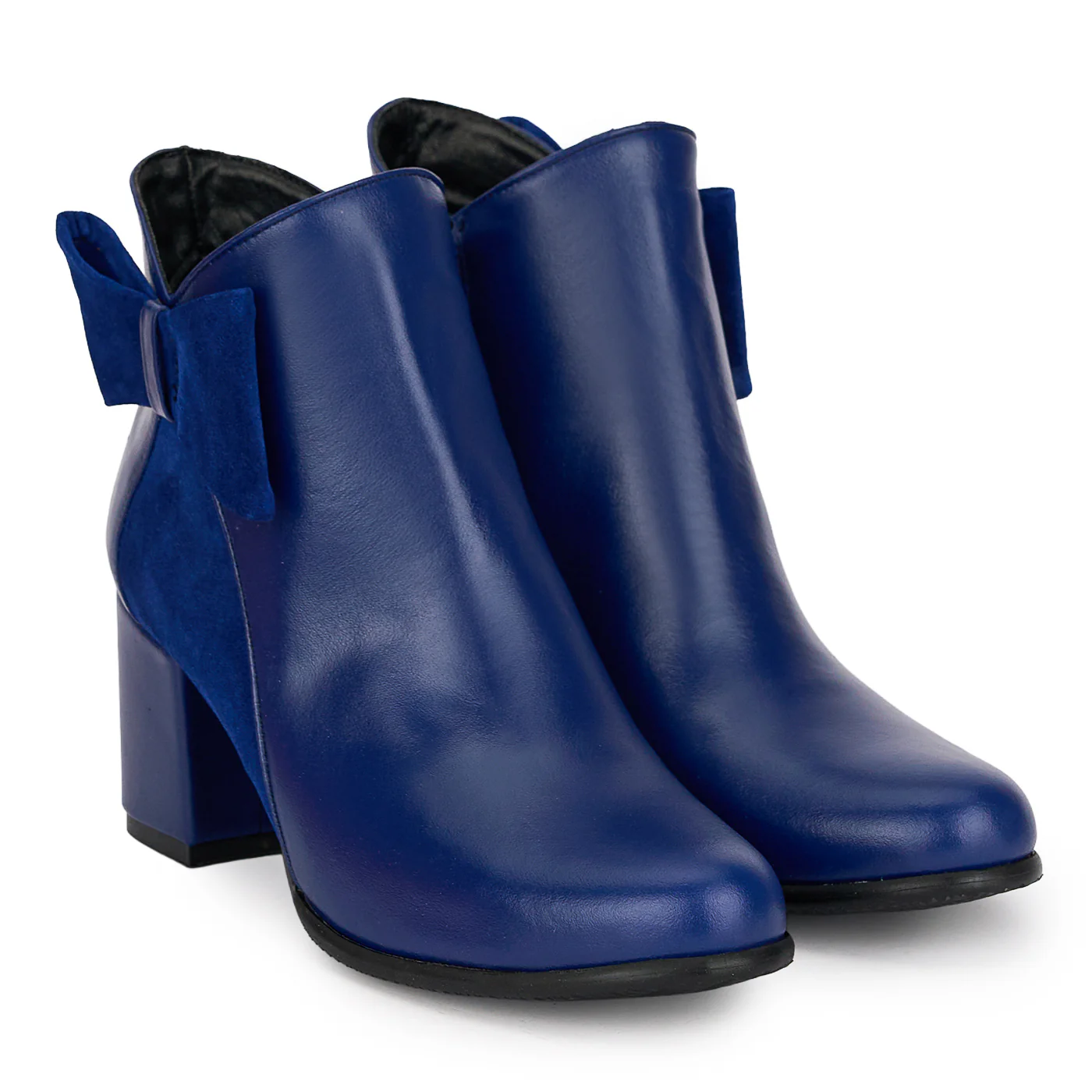 Botine dama din piele naturala bleumarin cu toc gros 6.5 cm 18850 - Image 4