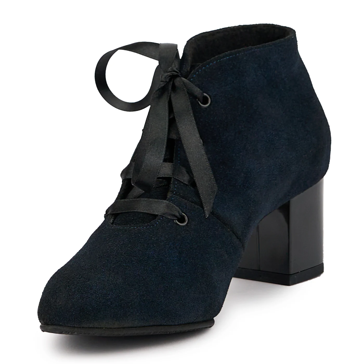 Botine dama din piele naturala bleumarin cu toc gros 6 cm 14689 - Image 3