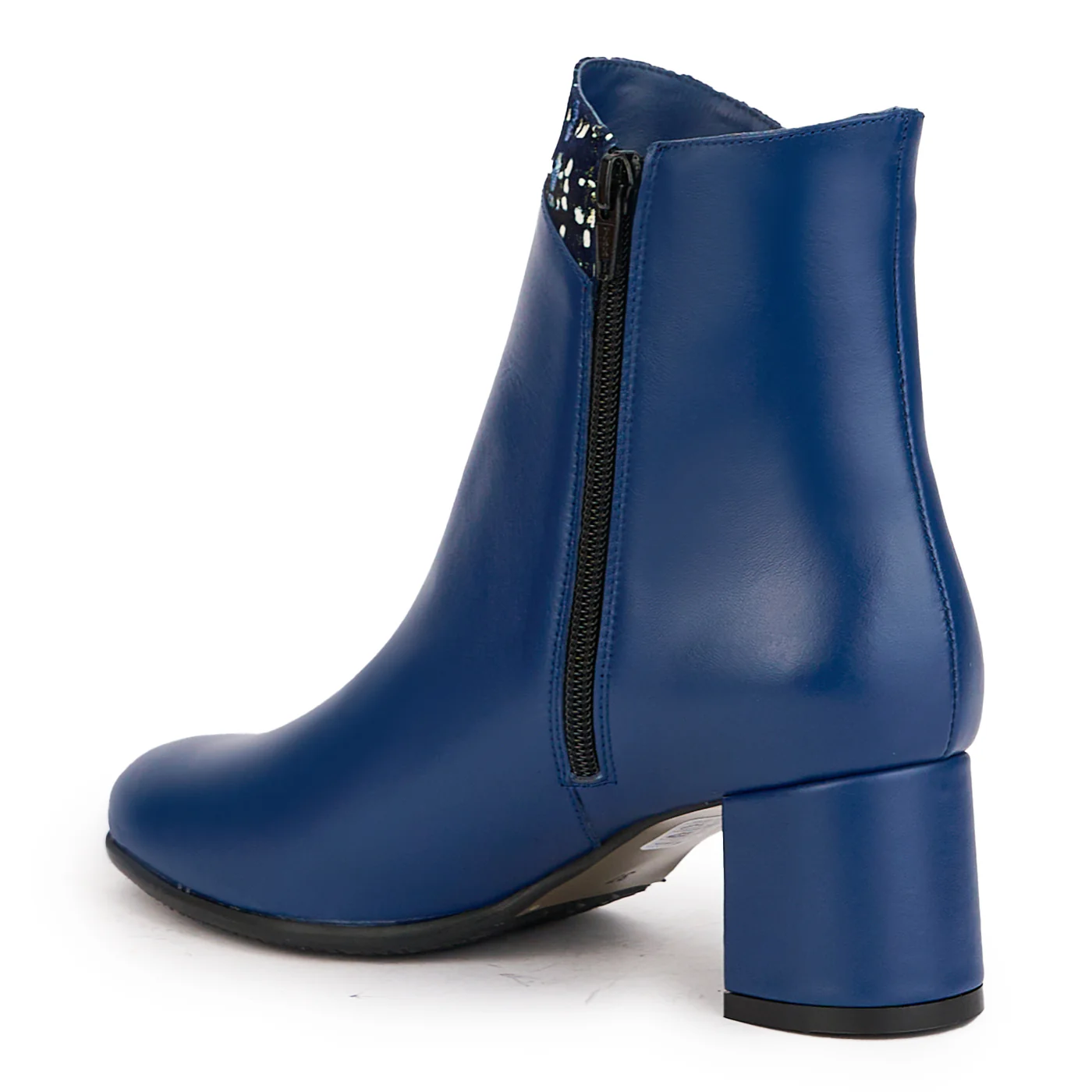 Botine dama din piele naturala bleumarin cu toc gros 6 cm 17177 - Image 2